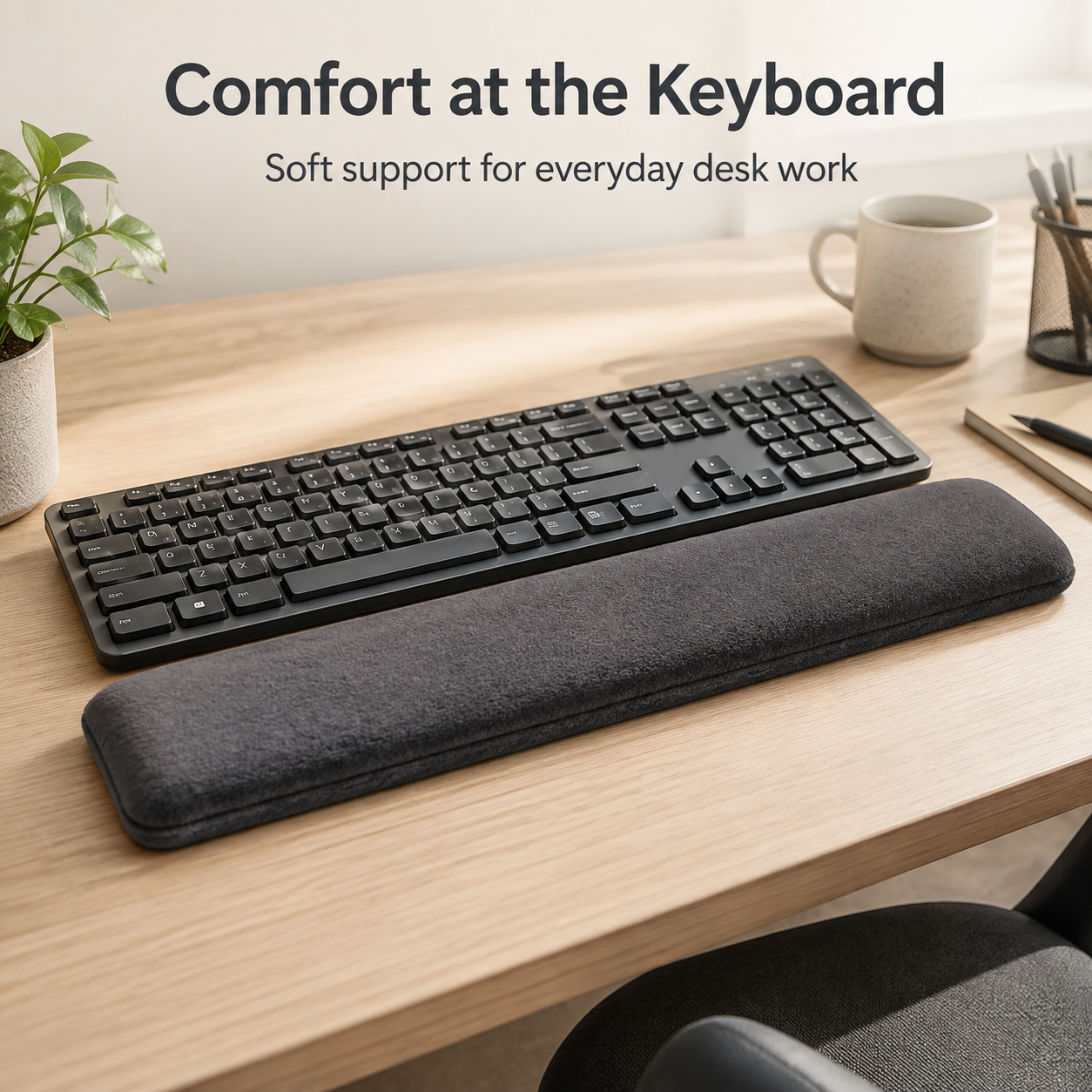 Memory Foam Keyboard Wrist Rest - Charcoal Grey