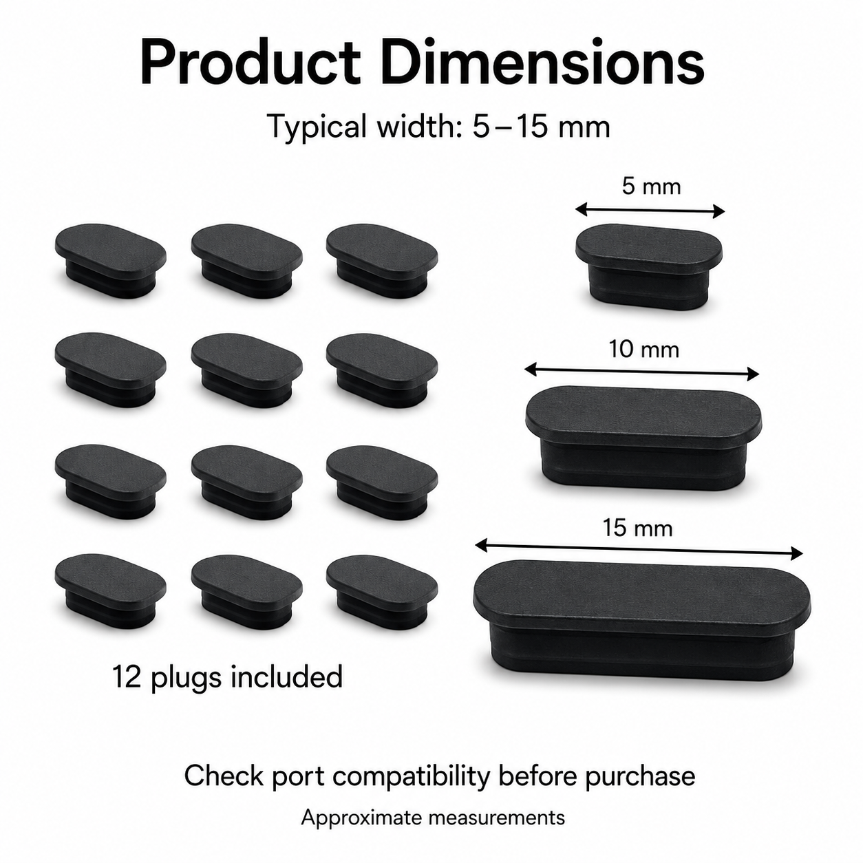 Silicone Computer Port Dust Plug Set - 12 Pack
