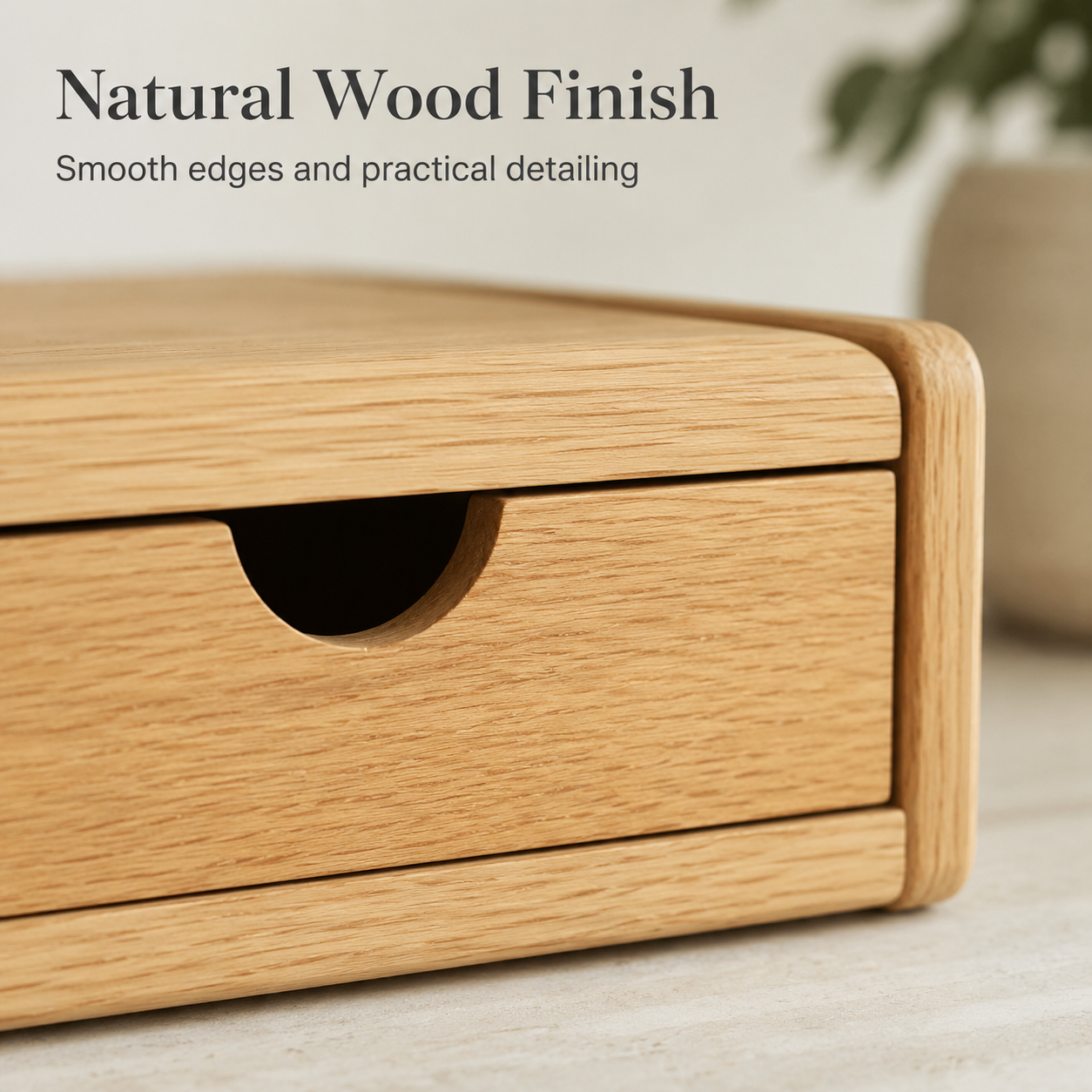 Wooden Desktop Storage Box with Two Drawers