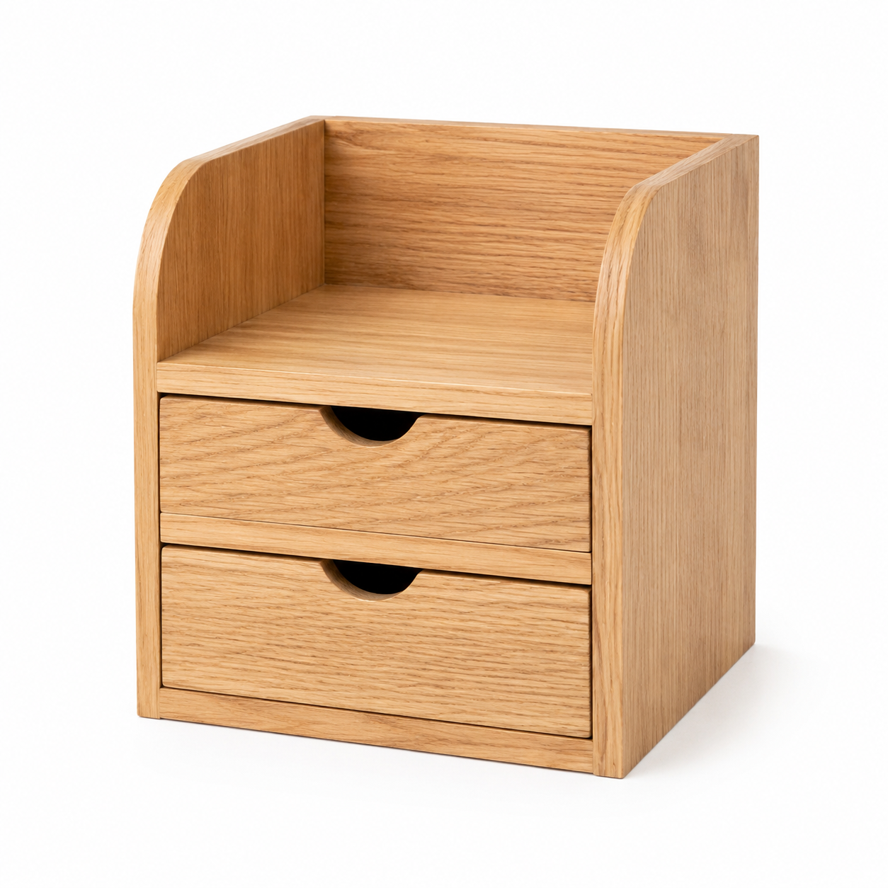 Wooden Desktop Storage Box with Two Drawers