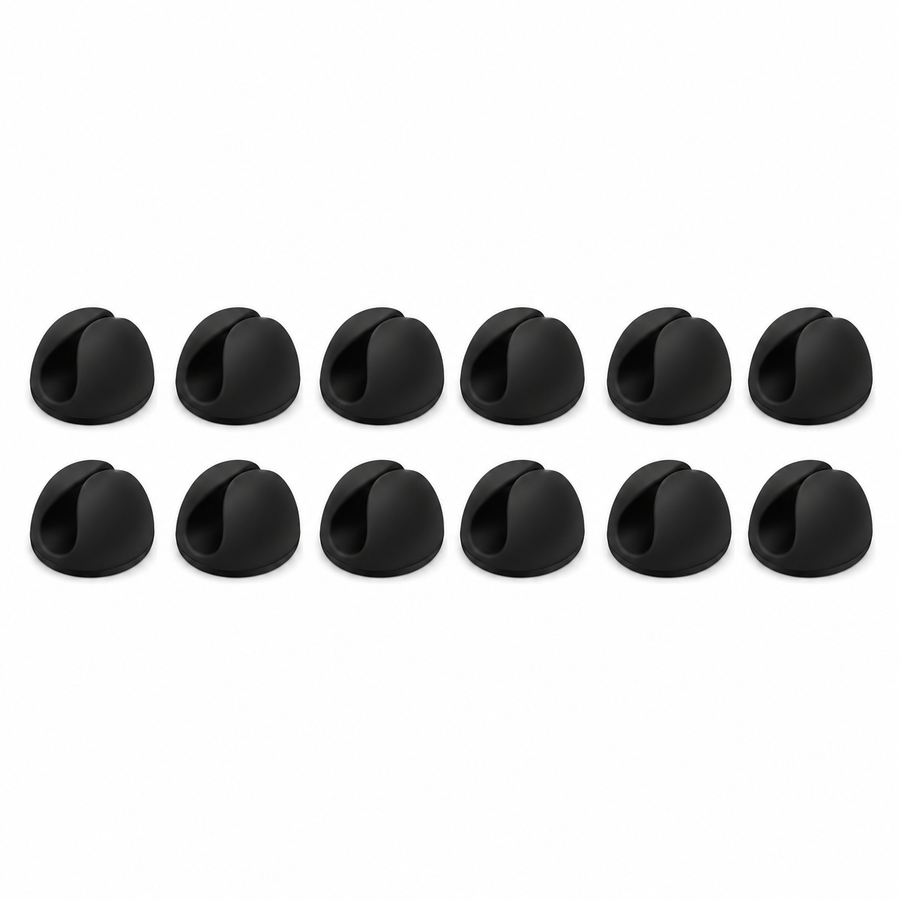 Under-Desk Silicone Cable Management Clips - 12 Pack