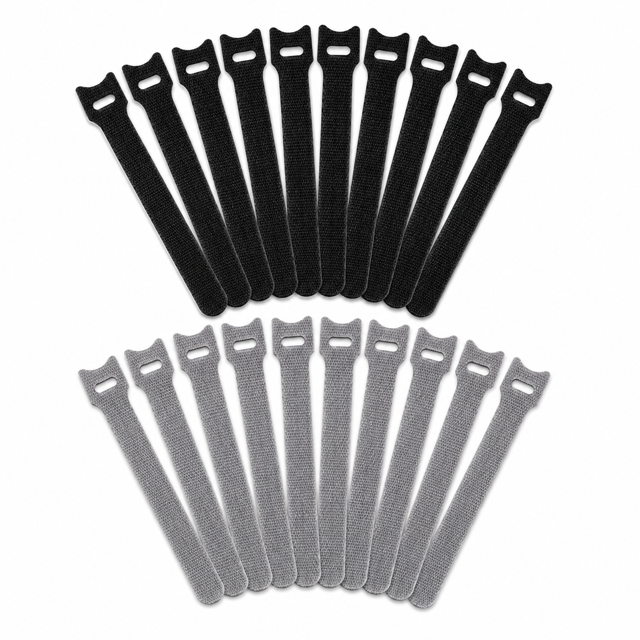 Reusable Hook-and-Loop Cable Tie Set - 20 Pack
