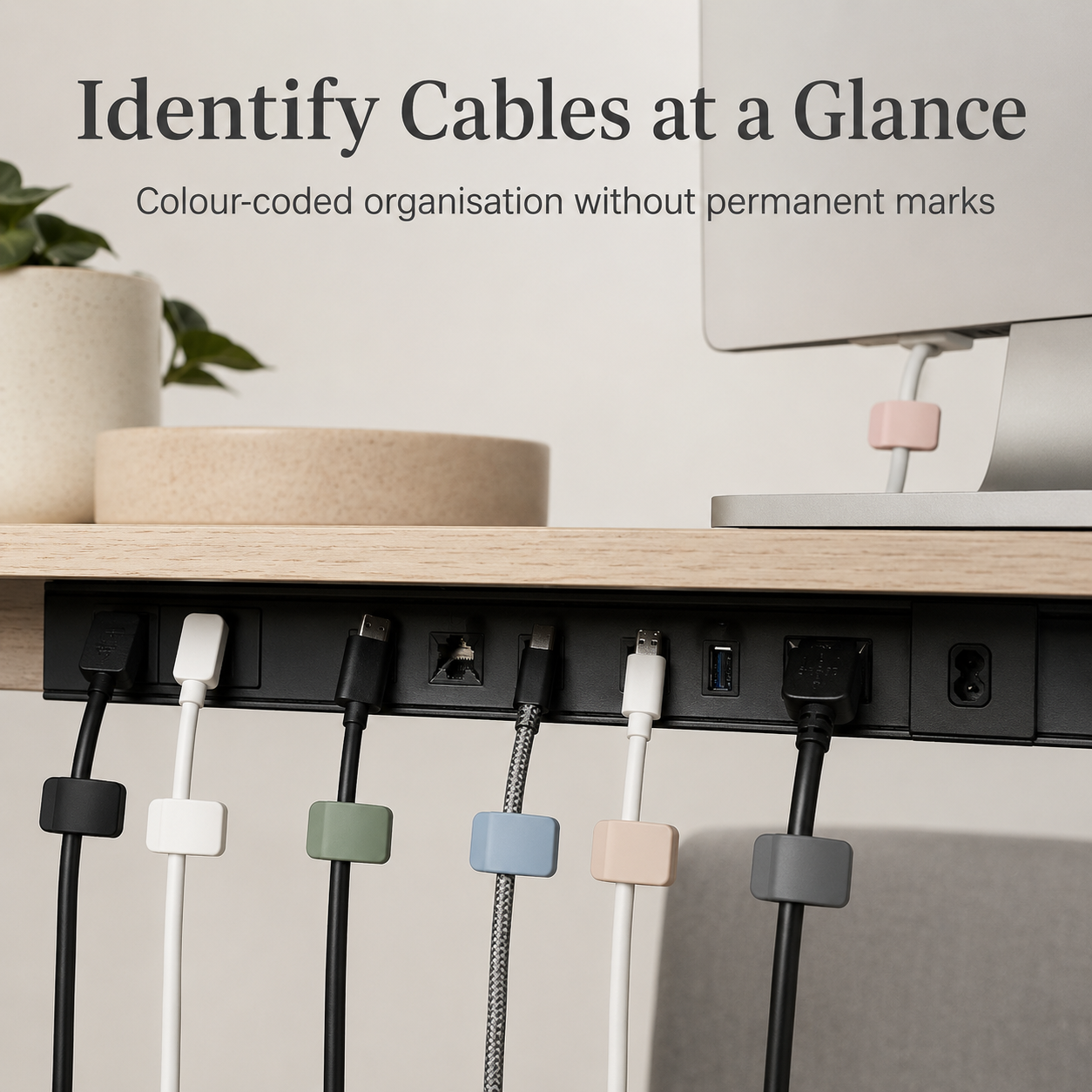 Reusable Clip-On Cable Identification Labels - 24 Pack