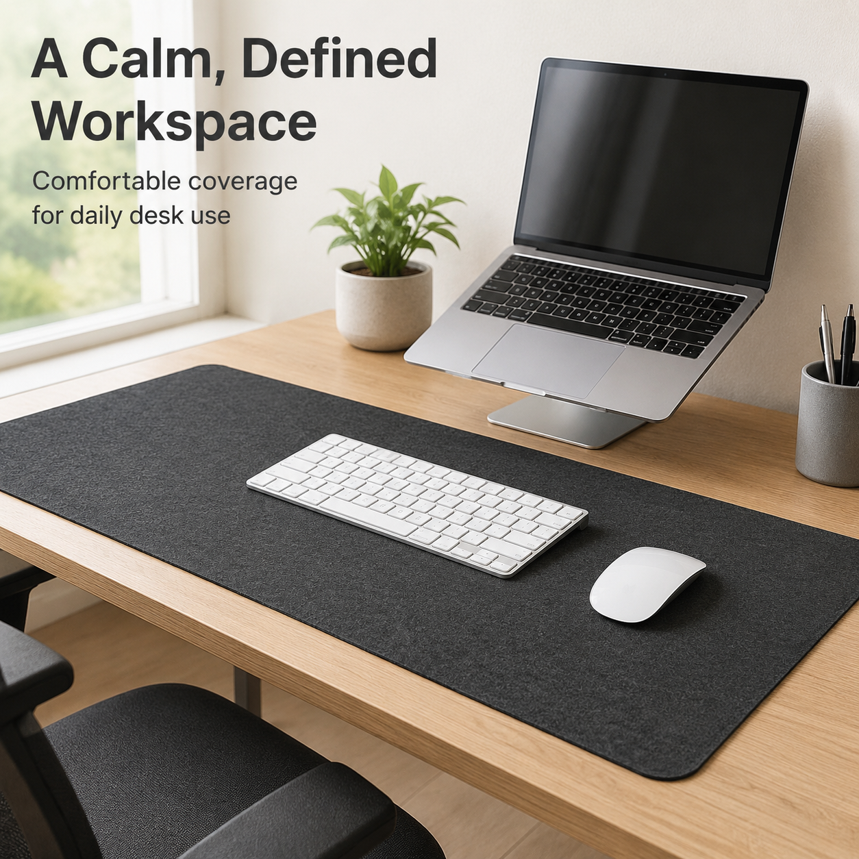 Large Non-Slip Office Desk Mat - Charcoal Grey