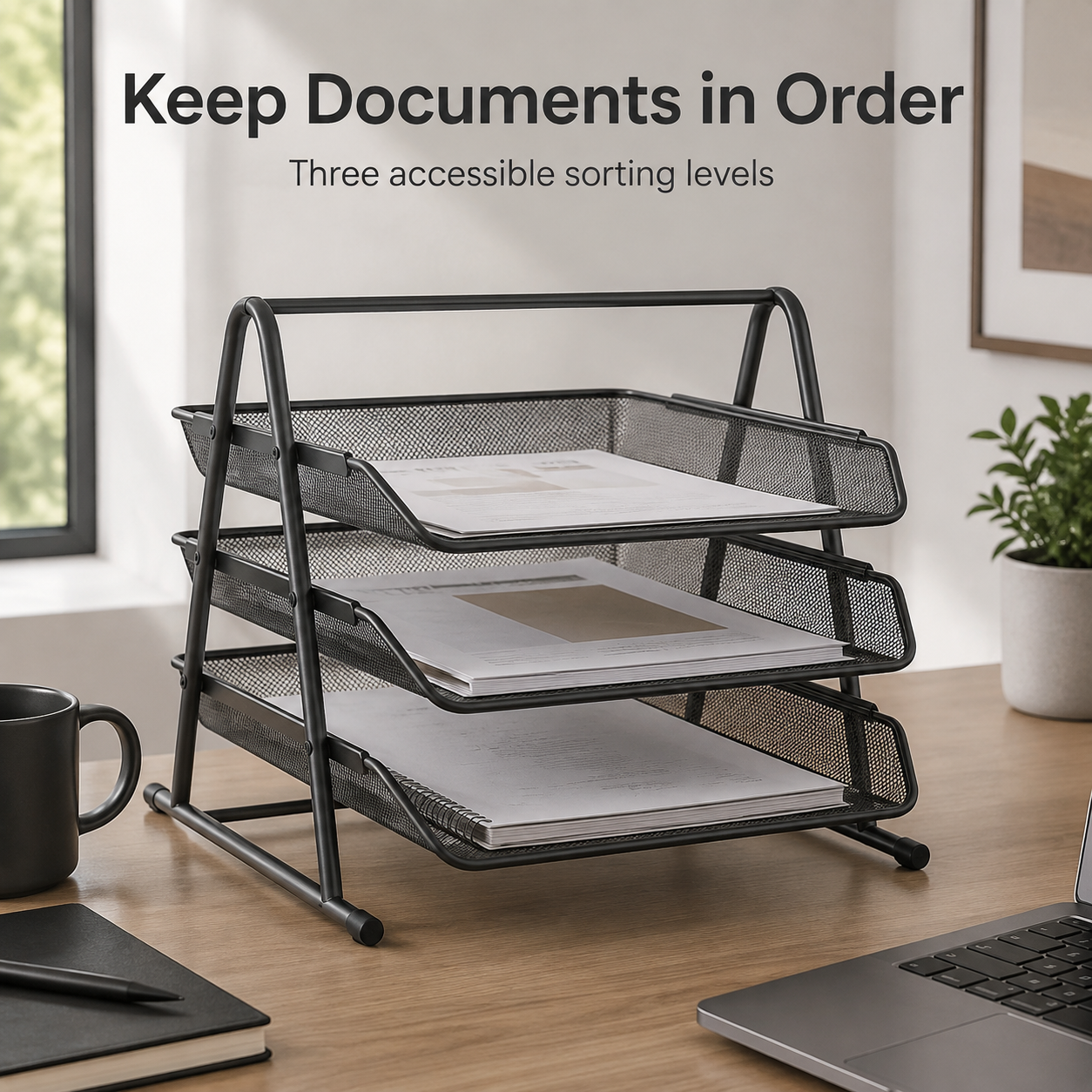Adjustable Three-Tier Document Sorting Tray