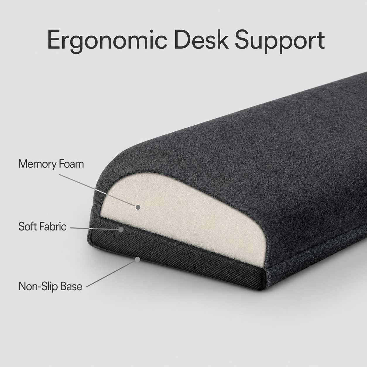 Memory Foam Keyboard Wrist Rest - Charcoal Grey