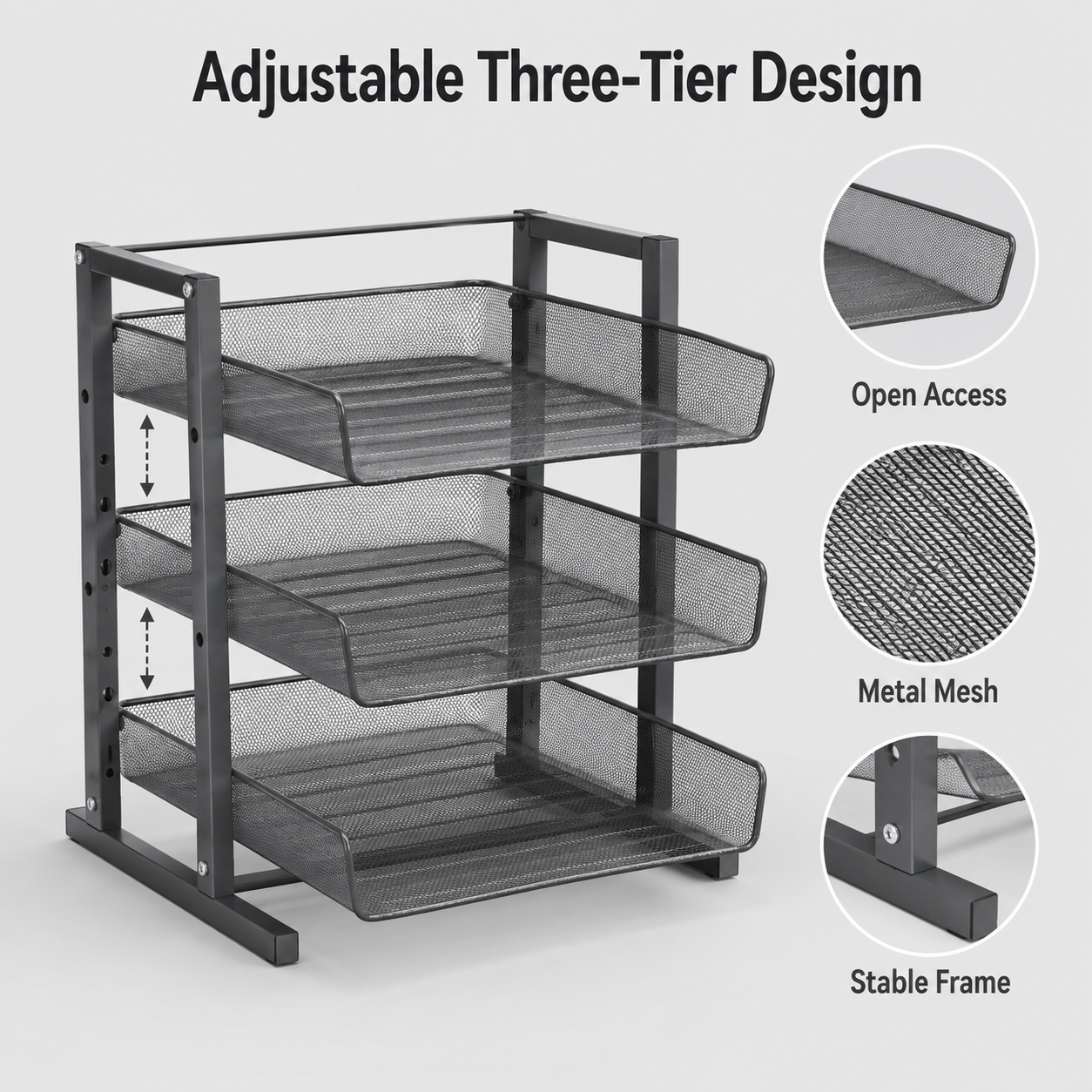 Adjustable Three-Tier Document Sorting Tray