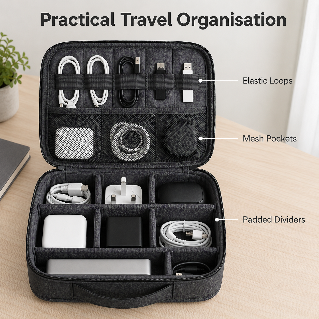 Portable Electronics Accessory Organiser Case