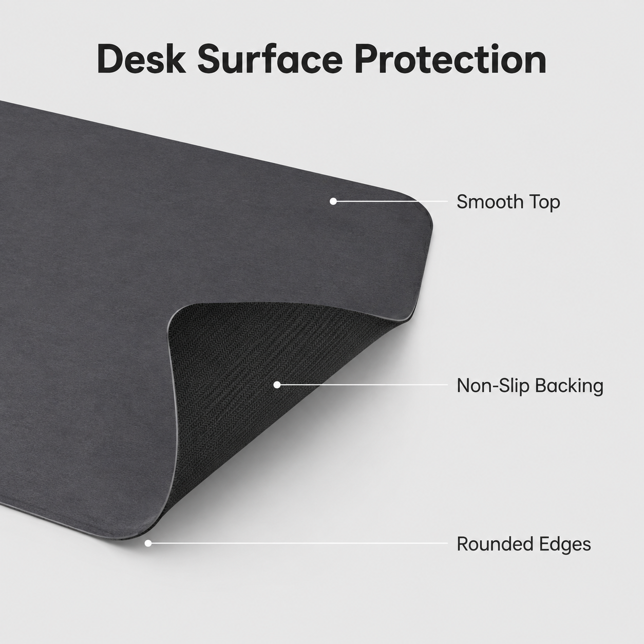 Large Non-Slip Office Desk Mat - Charcoal Grey