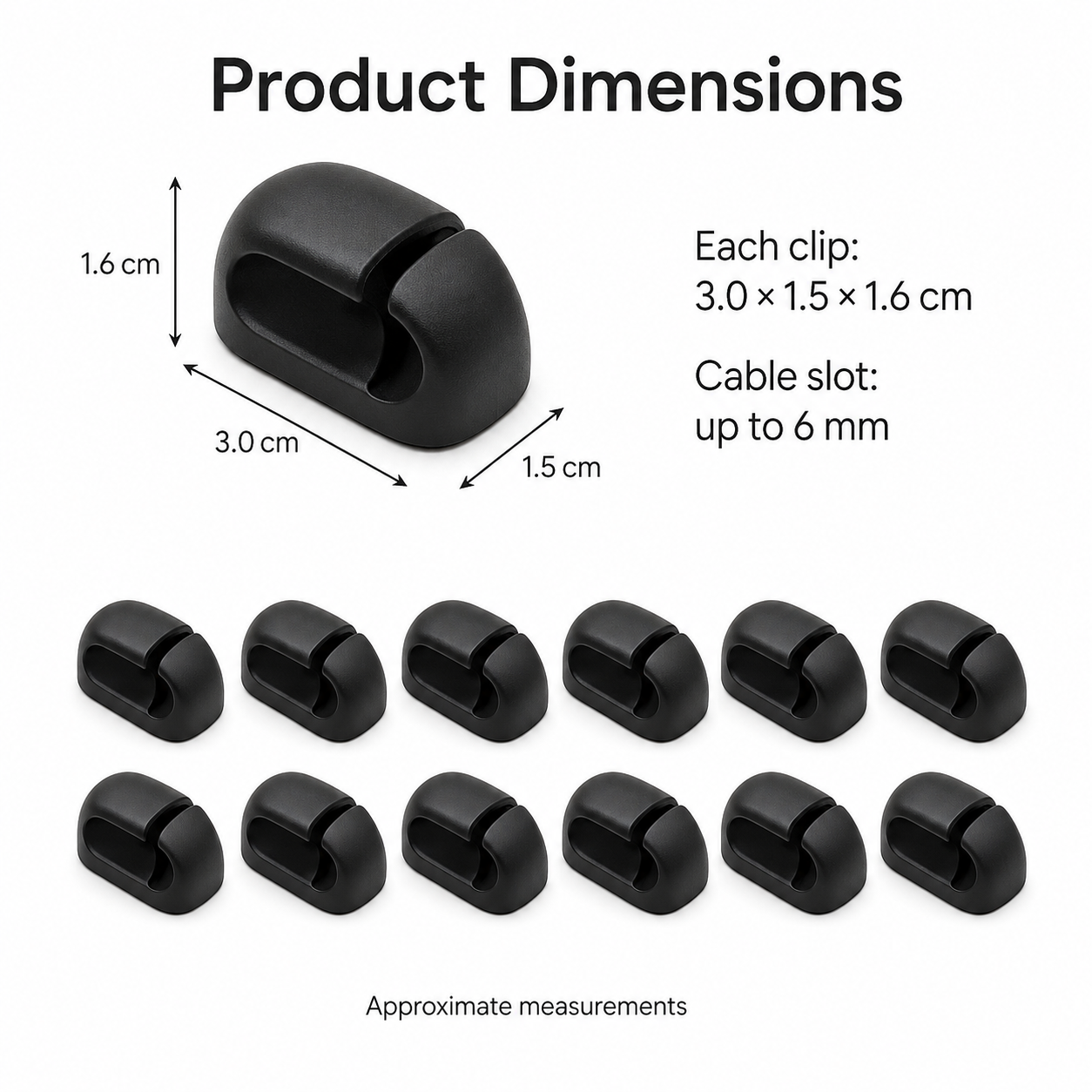 Under-Desk Silicone Cable Management Clips - 12 Pack