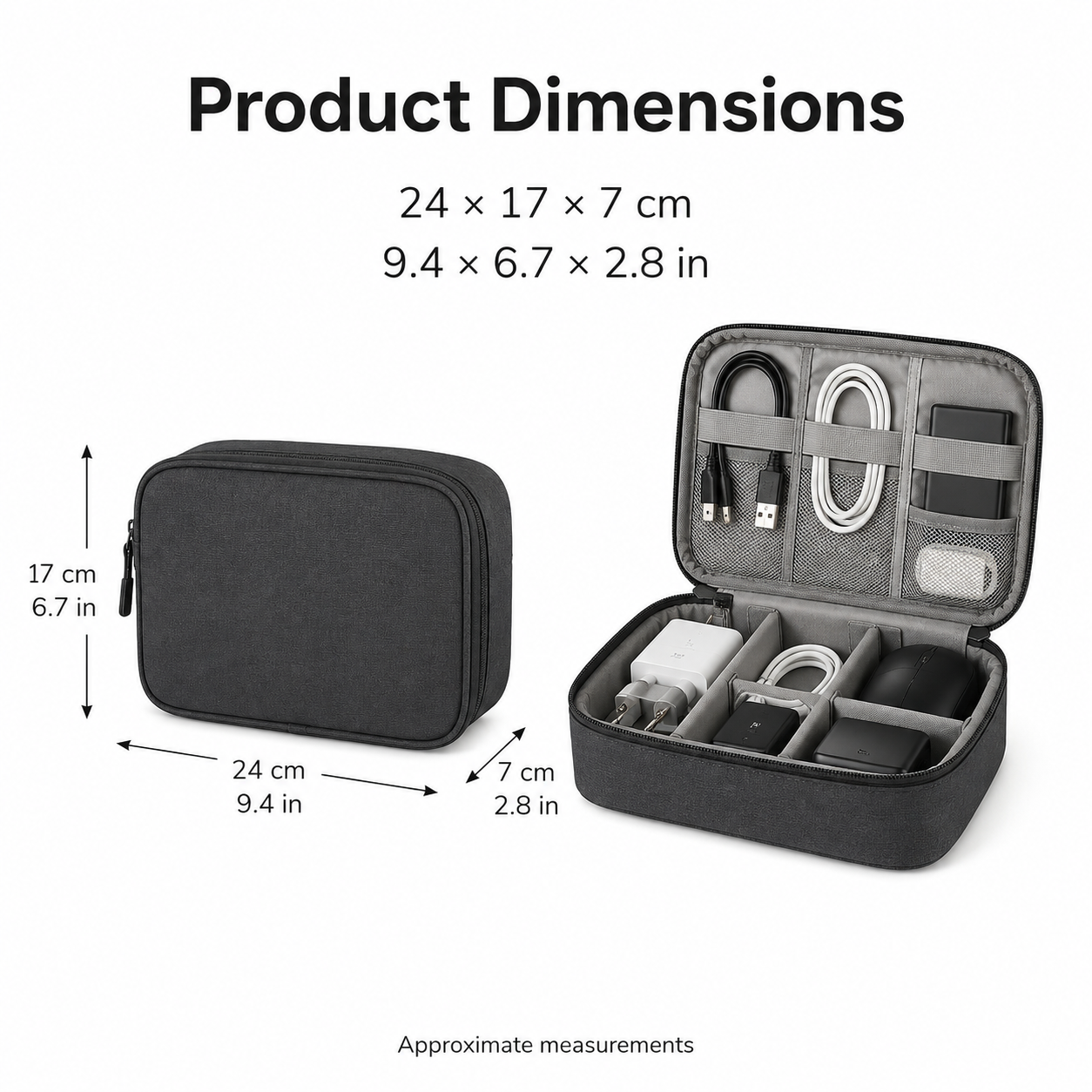 Portable Electronics Accessory Organiser Case