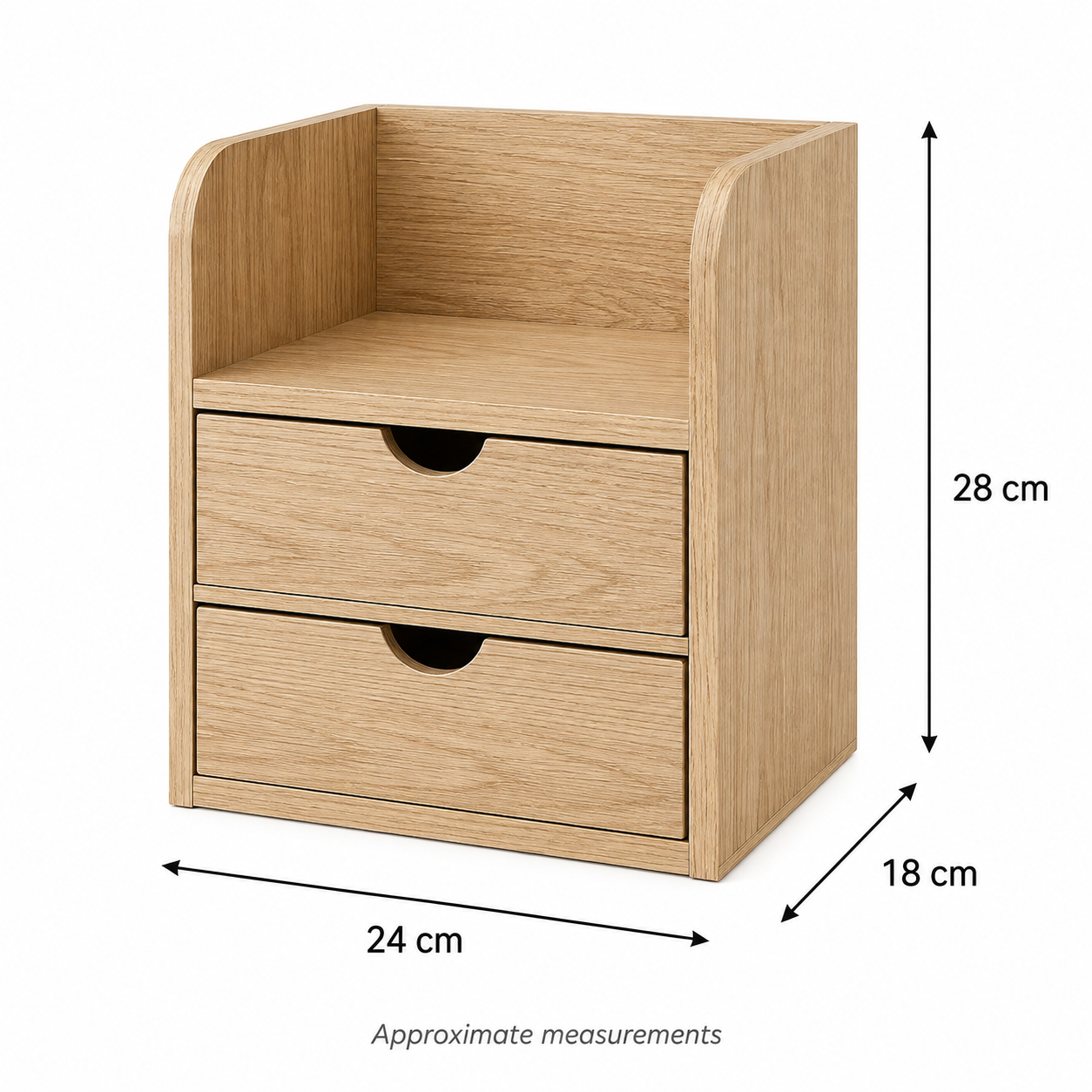 Wooden Desktop Storage Box with Two Drawers