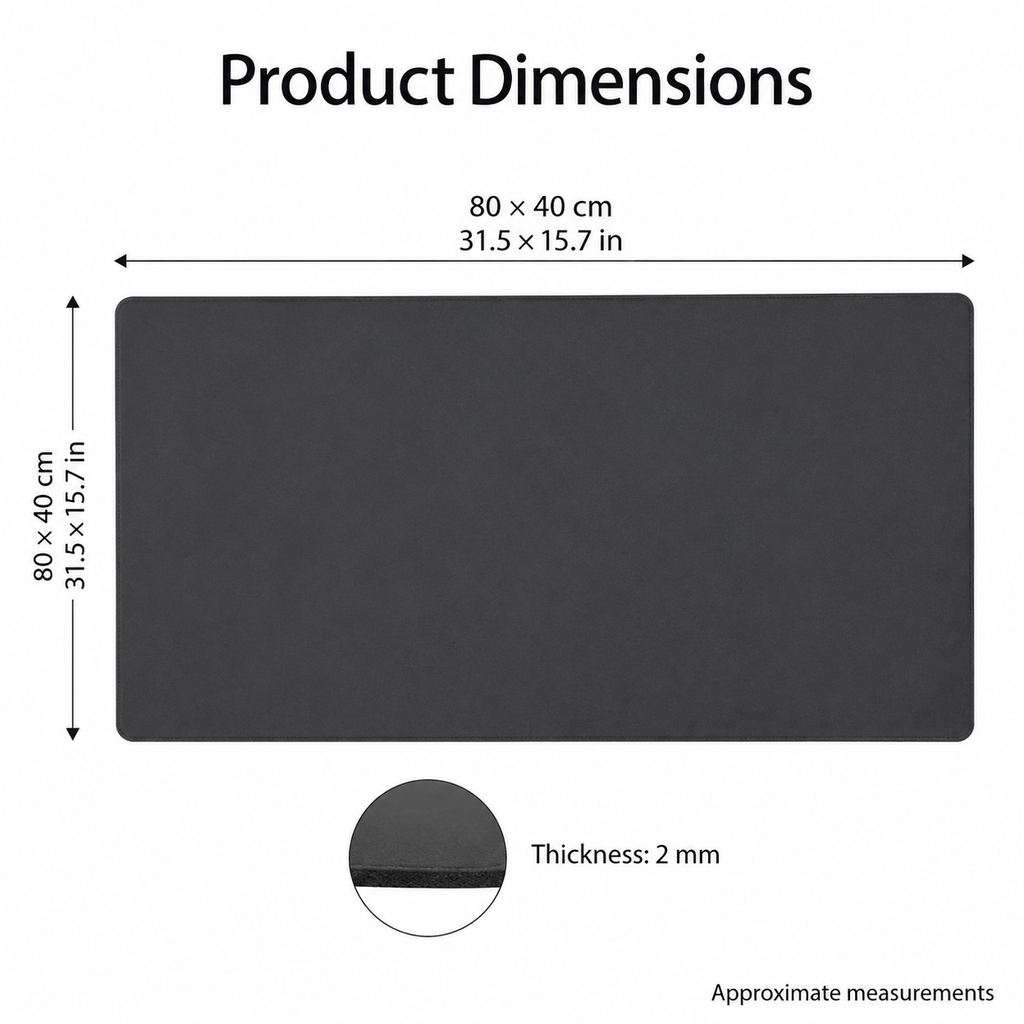 Large Non-Slip Office Desk Mat - Charcoal Grey